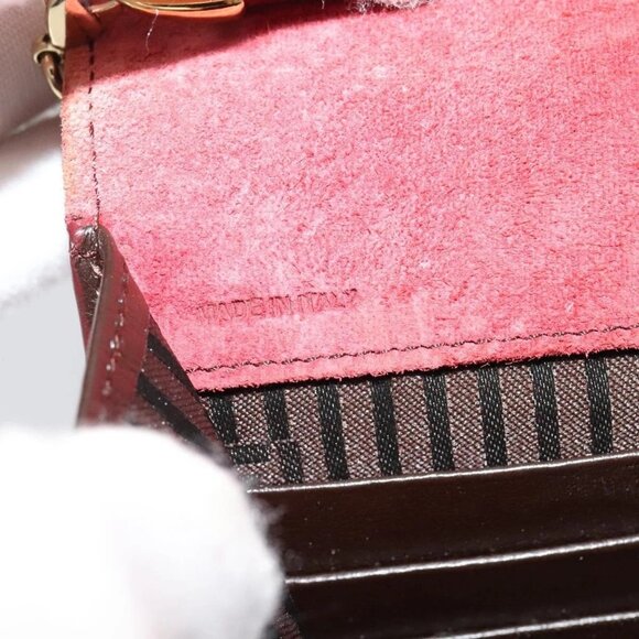 FENDI Chain Shoulder Bag Leather Red Gold Auth 125939 - Picture 13 of 16